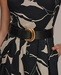 Donna Karan New York Women's Sleeveless Square Neck Floral A-Line Midi Dress