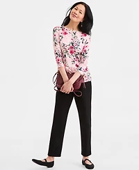 Style & Co Petite Floral Print Boat Neck Top, Macy's Exclusive