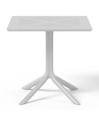 5-Piece Modern Patio Square Dining Table Set with Stackable Chairs