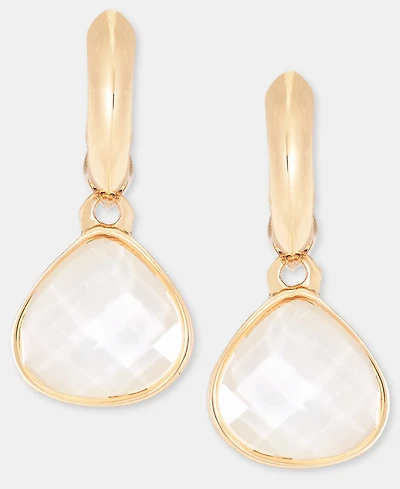 Anne Klein Mother-of-Pearl Charm Huggie Hoop Earrings