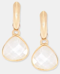 Anne Klein Mother-of-Pearl Charm Huggie Hoop Earrings