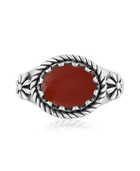 American West Jewelry Sterling Silver Red Jasper East West Ring Size 5 To 11