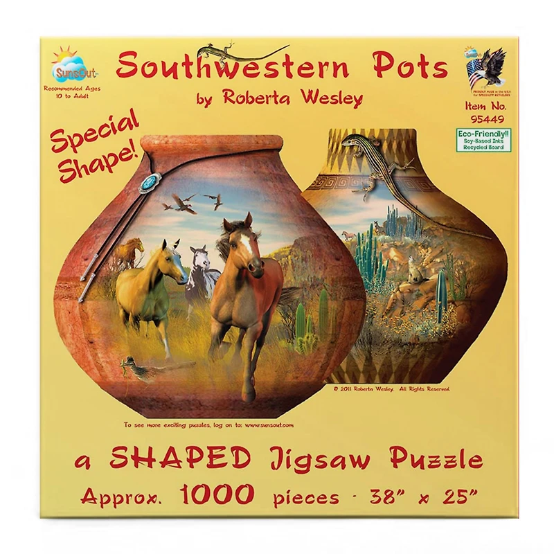 SunsOut Southwestern Pots 1000 piece Jigsaw Puzzle for Adults Special Shape