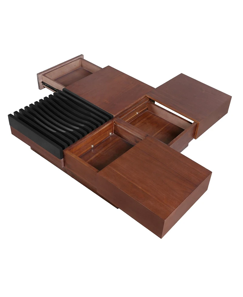 Streamdale Furniture Acacia Wood Coffee Table - Retro Style with Storage