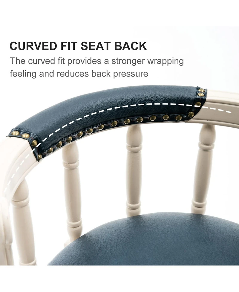 Streamdale Furniture Bar Stools Seat Height 29.5" Leather Wooden Bar Stools(White 1pc)