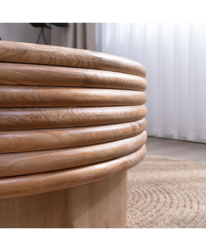 Streamdale Furniture Round Lift-Top Coffee Table - Hidden Storage Natural Finish