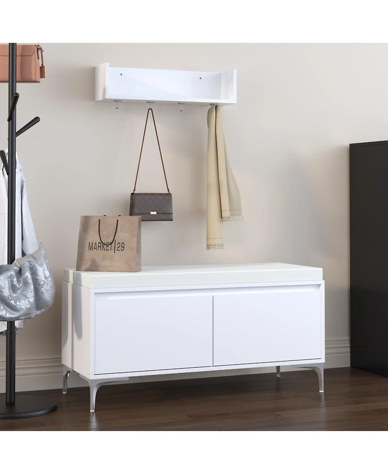 Streamdale Furniture Streamdale Entryway Shelf with Hooks, Bench & Shoe Cabinet Set