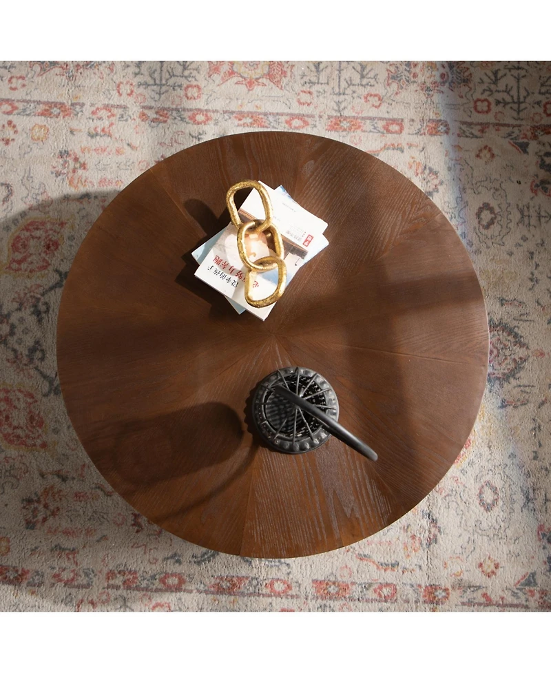 Streamdale 30" Round Handcrafted Relief Coffee Table