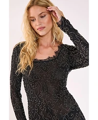 Nasty Gal Women's Hand Embellished Lace Mini Dress