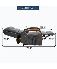 Streamdale Furniture Dark Grey Leatheraire Power Lift Recliner w/ Heat & Massage