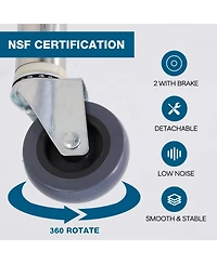 Streamdale Furniture 30"x24" Stainless Steel Kitchen Prep Table w/ Shelf & Wheels