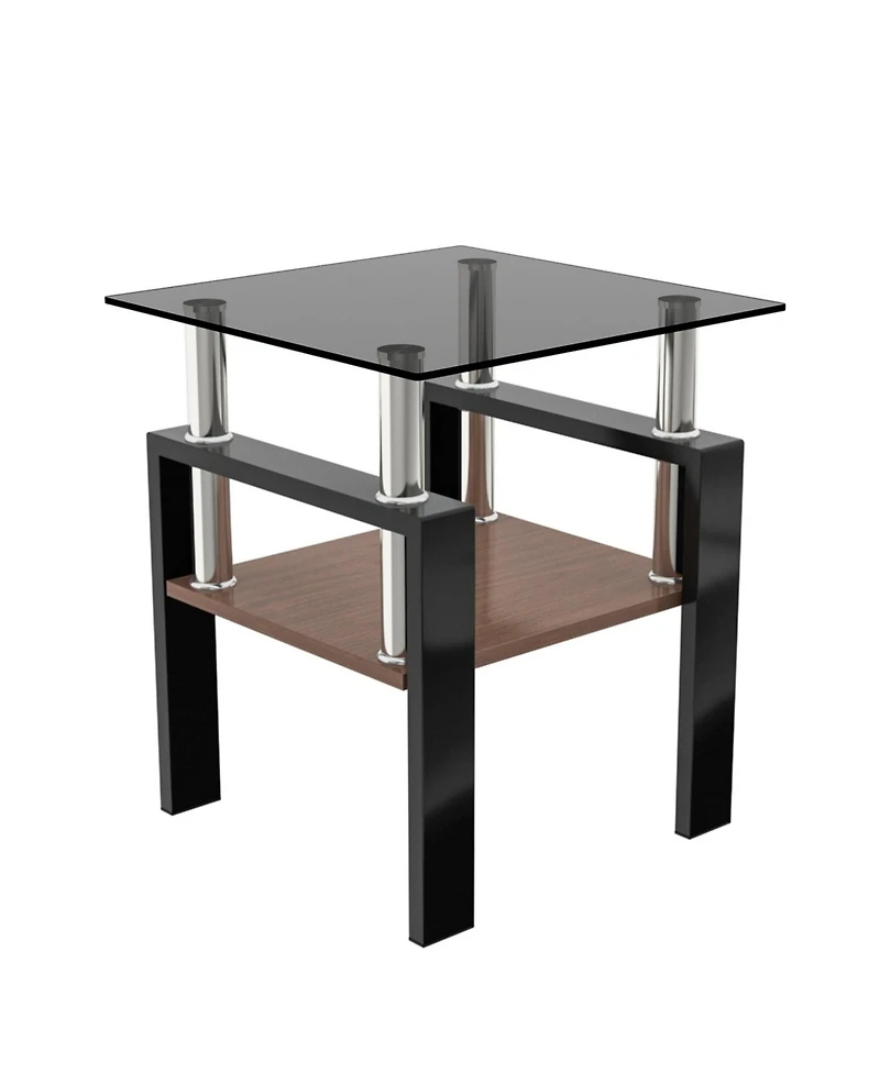 Streamdale Furniture 2 Modern Glass Tea/Coffee Tables, Gray/Black