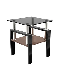 Streamdale Furniture 2 Modern Glass Tea/Coffee Tables, Gray/Black
