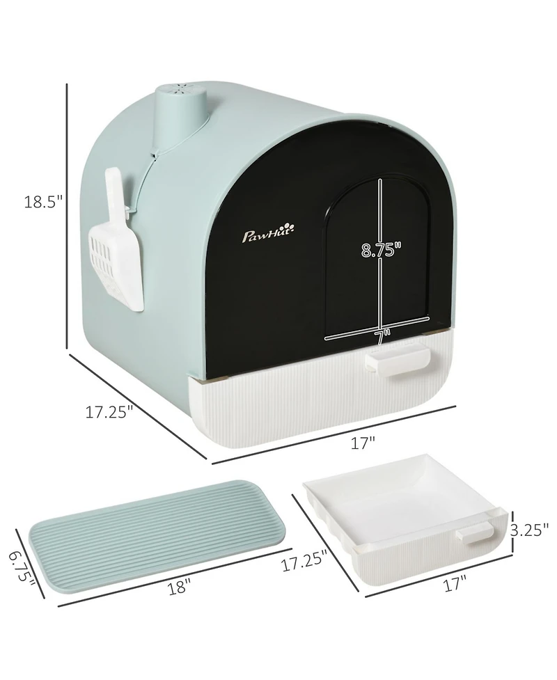 Aostirmotor Green Covered Cat Litter Box with Lid