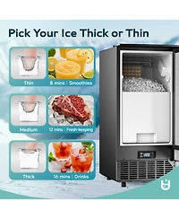 Euhomy 80-lb/Day Freestanding Cubed Ice Maker in Black with Auto-Cleaning