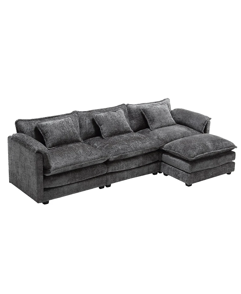 Streamdale Furniture Streamdale Oversized Sectional Cloud Couch, Modern Chenille L Shape, Ottoman & Memory Foam