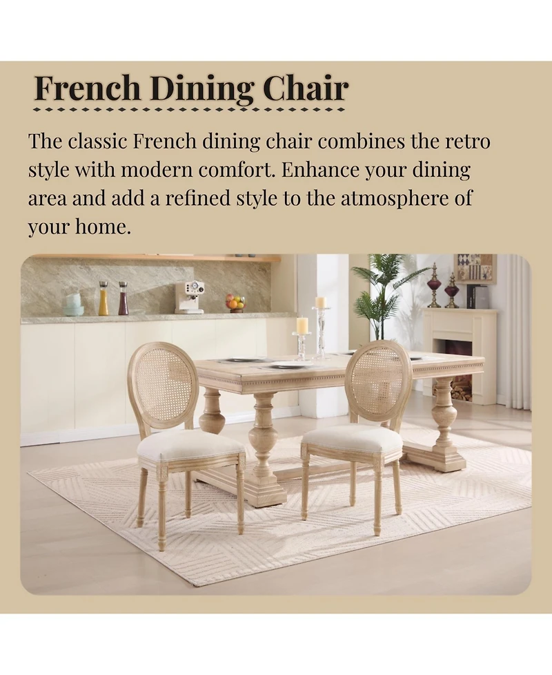 Streamdale Furniture French Country Rattan Back Dining Chairs - Set of 2