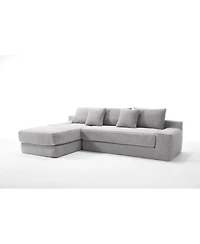 Streamdale Furniture L-Shaped Corduroy Sectional Sofa Bed - Light Gray