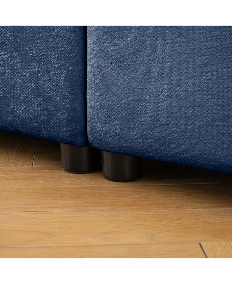 Streamdale Furniture Blue Chenille 2-Seater Sofa with Storage Ottomans