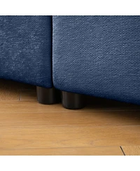 Streamdale Furniture Blue Chenille 2-Seater Sofa with Storage Ottomans