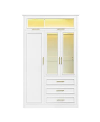 Streamdale Furniture 4-Door Wardrobe Armoire Closet w/ Led & 3 Drawers - White