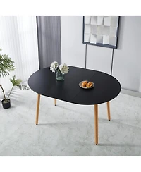 Streamdale Furniture Extensible Black Table- Wood Leg, Mdf Top