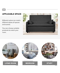 Streamdale Furniture 61" Fabric Sofa Bed with Storage Pockets & Adjustable Back