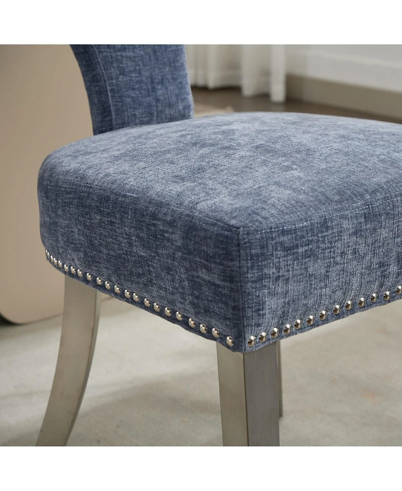 Streamdale Furniture Streamdale Mid Century Blue Chenille Dining Chairs (Set of 2