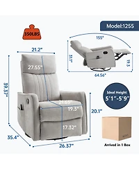 Streamdale Furniture Streamdale Light Grey Heat Massage Rocker Swivel Recliner