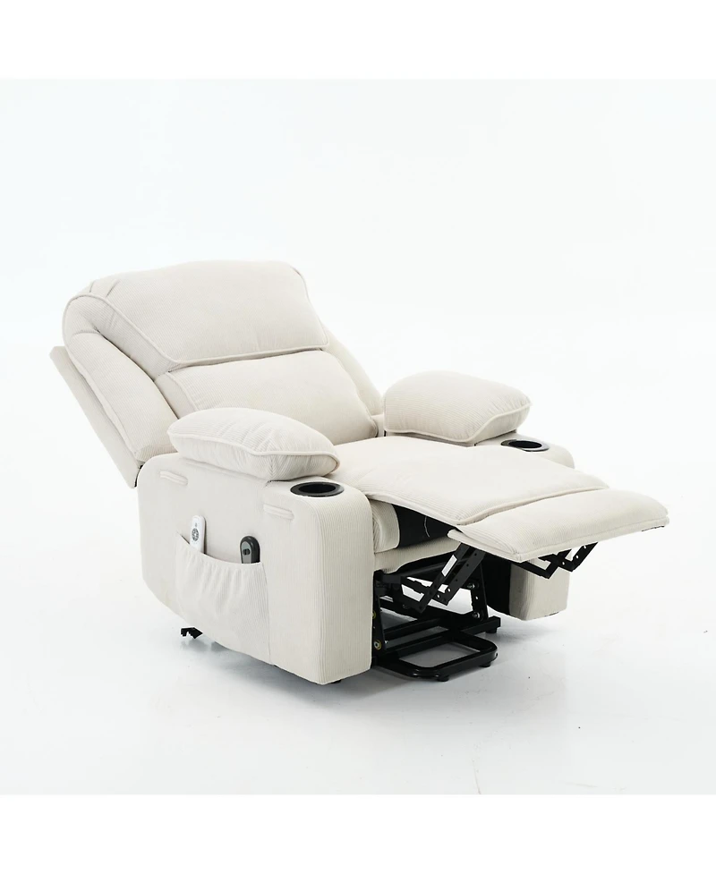 Streamdale Furniture Streamdale Ivory Remote-Controlled Heating and Massage Assistive Recliner for Seniors