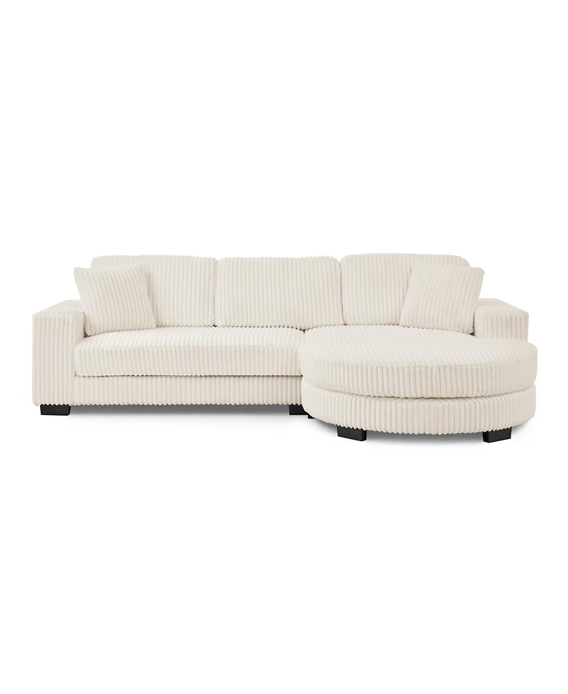 Streamdale Furniture Corduroy Tufted Sleeper Sectional Sofa - L-Shaped Modular - Beige