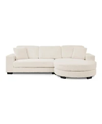 Streamdale Furniture Corduroy Tufted Sleeper Sectional Sofa - L-Shaped Modular - Beige