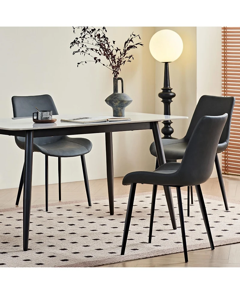 Streamdale Grey Pu Leather & Iron Leg Dining Table Set (2-Piece)