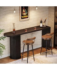 Tribesigns Bar Table, 63-Inch Long Counter Height Pub Table with Fluted Cylindrical Base, Black