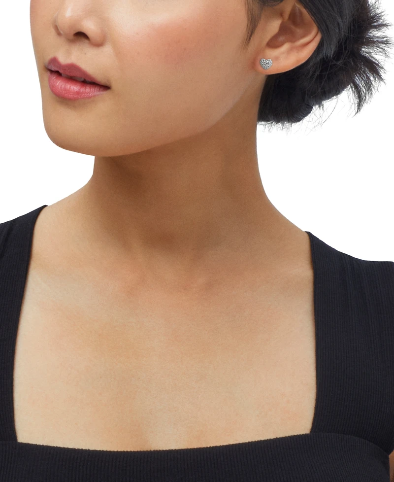 Macy's Diamond Heart Stud Earrings (1/2 ct. t.w.) in Sterling Silver and Rhodium