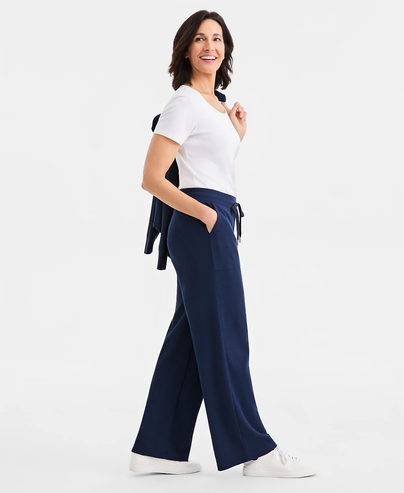 Style & Co Women's Waffle-Knit Wide-Leg Pull-On Pants, Macy's Exclusive