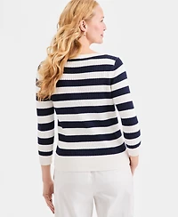 Style & Co Women's Ribbed Cotton Striped Boatneck Sweater, Macy's Exclusive