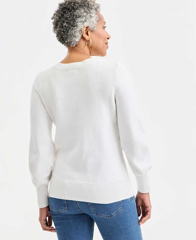 Style & Co Women's Floral Embroidered Sweater, Macy's Exclusive