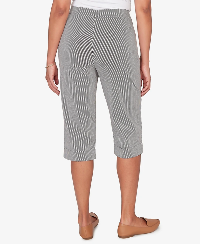 Alfred Dunner Plus Classic Stretch Stripe Clamdigger Capri Pants
