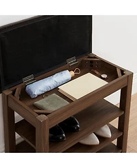 Streamdale Furniture + Adjustable + Wood + Shoe Bench with Storage + Bench