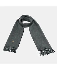 Pre-Owned Burberry Grey Cashmere Fringed Scarf