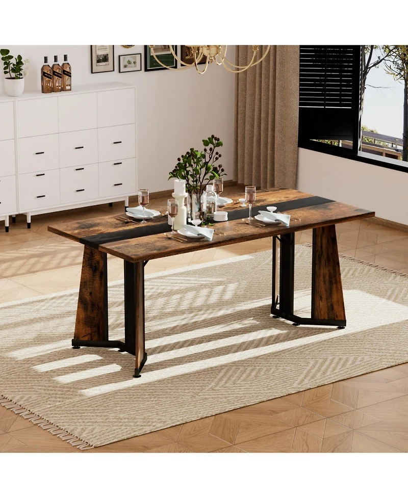 Streamdale Furniture 70.9" Rectangular Dining Table - Seats 8 Rustic Brown