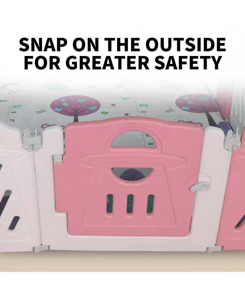 Streamdale Furniture 16-Panel Foldable Baby Playpen with Adjustable Shape and Safety Gate