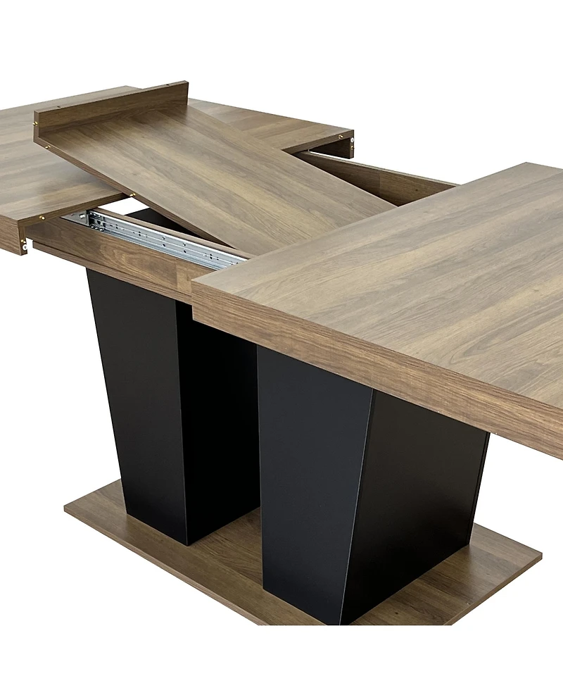 Streamdale Furniture Extendable Dining Table, 4-10 People, Black Pedestal Base