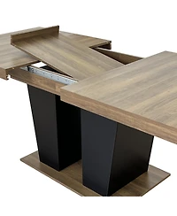 Streamdale Furniture Extendable Dining Table, 4-10 People, Black Pedestal Base