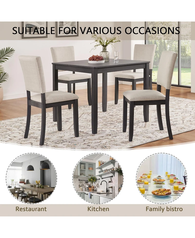Streamdale Furniture Modern 4-Person Dining Set - Black & Beige