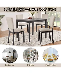 Streamdale Furniture Modern 4-Person Dining Set - Black & Beige