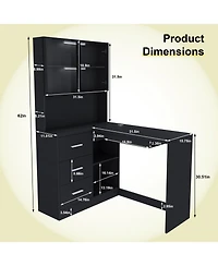 Streamdale L-Shaped Corner Desk with Led, Usb, Keyboard Tray - Black