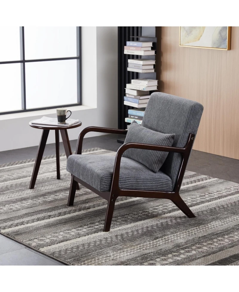 Streamdale Mid-Century Chair & Coffee Table Set, Dark Gray/Walnut