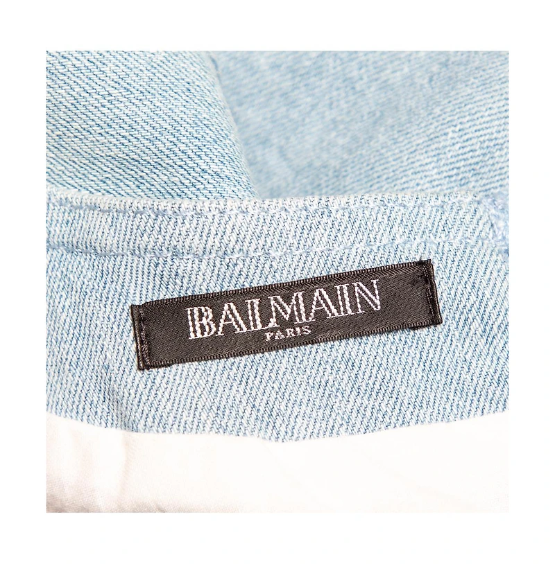 Pre-Owned Balmain Women's Blue Denim Double Breasted Mini Dress